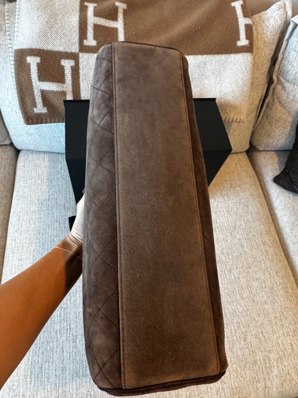 Authentic Chanel Large Perfect Bowling Bag in Brown 26B - Picture 9 of 11